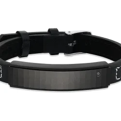 0.15 carat Black Diamond Stainless Steel Man Bracelet - 2