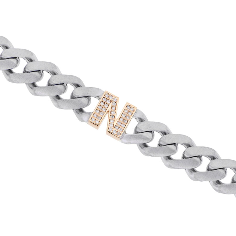 0.16 Carat Diamond Letter N Unisex Bracelet - 1