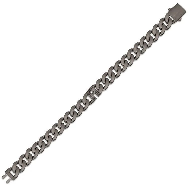 0.16 Carat Diamond Silver Men Bracelet - 2