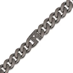 0.16 Carat Diamond Silver Men Bracelet - 1