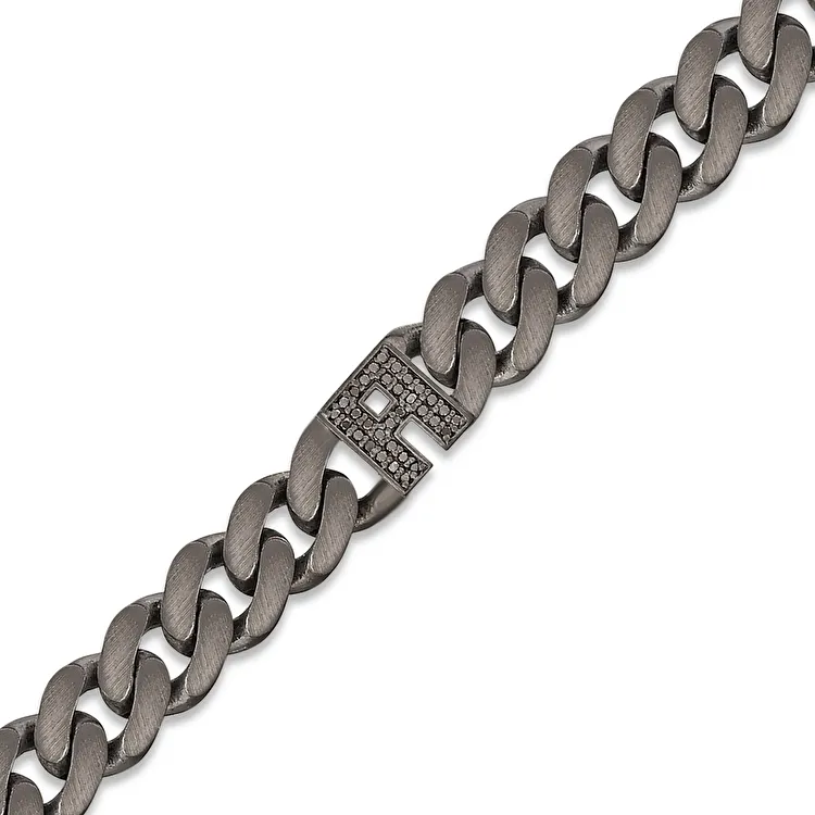 0.16 Carat Diamond Silver Men Bracelet - 1