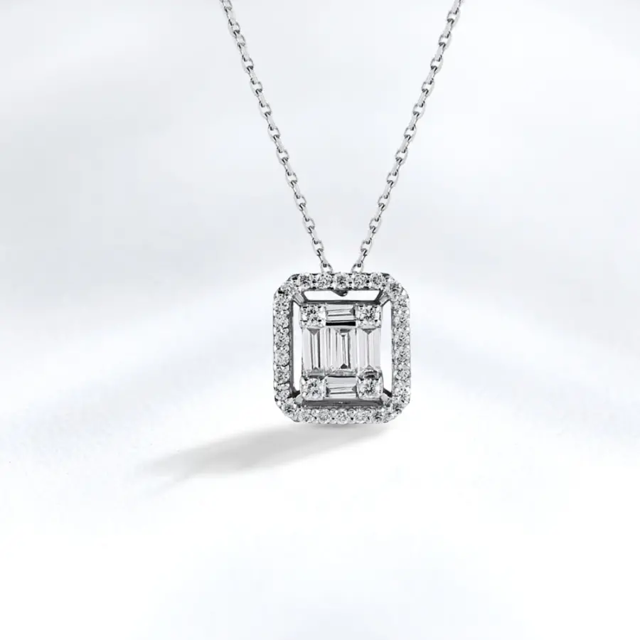 0.16 ct.Baguette Diamond Pendant - 2