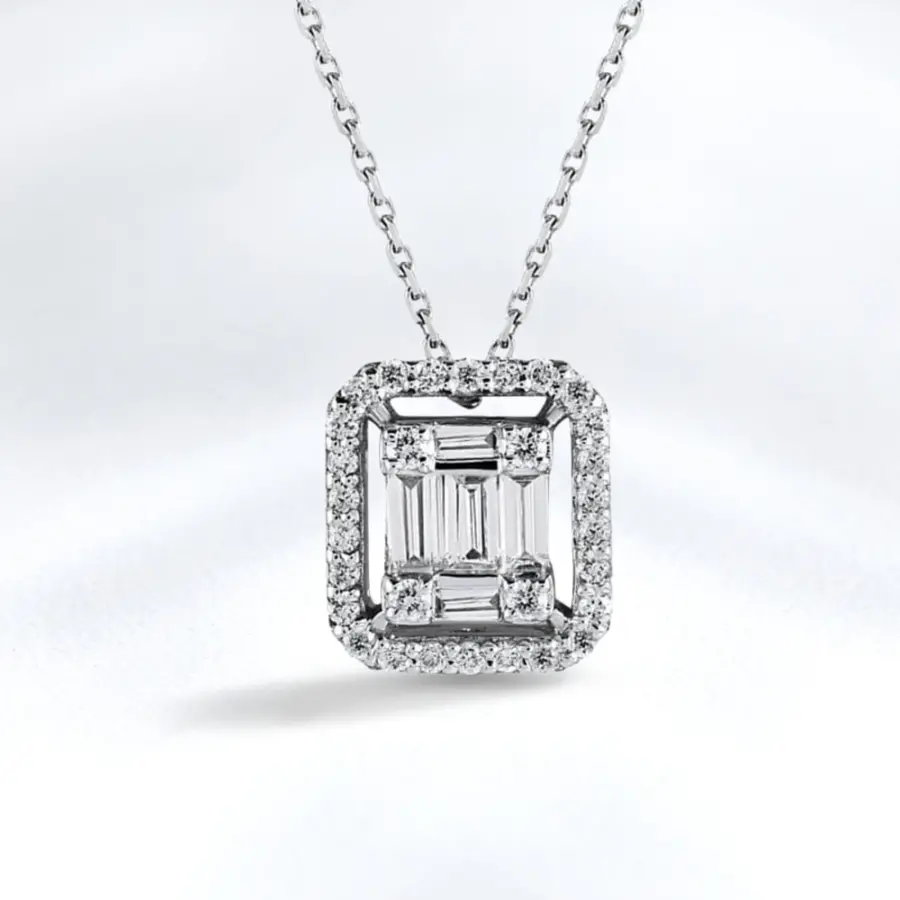 0.16 ct.Baguette Diamond Pendant - 3