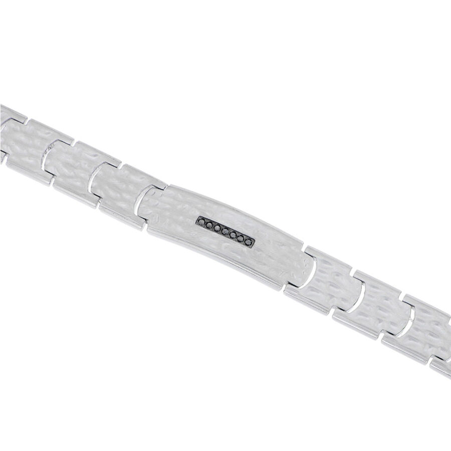 0.16 Carat Black Diamond Stainless Steel Man Bracelet - 1