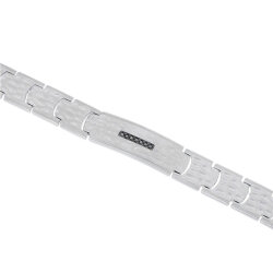 0.16 Carat Black Diamond Stainless Steel Man Bracelet - 2