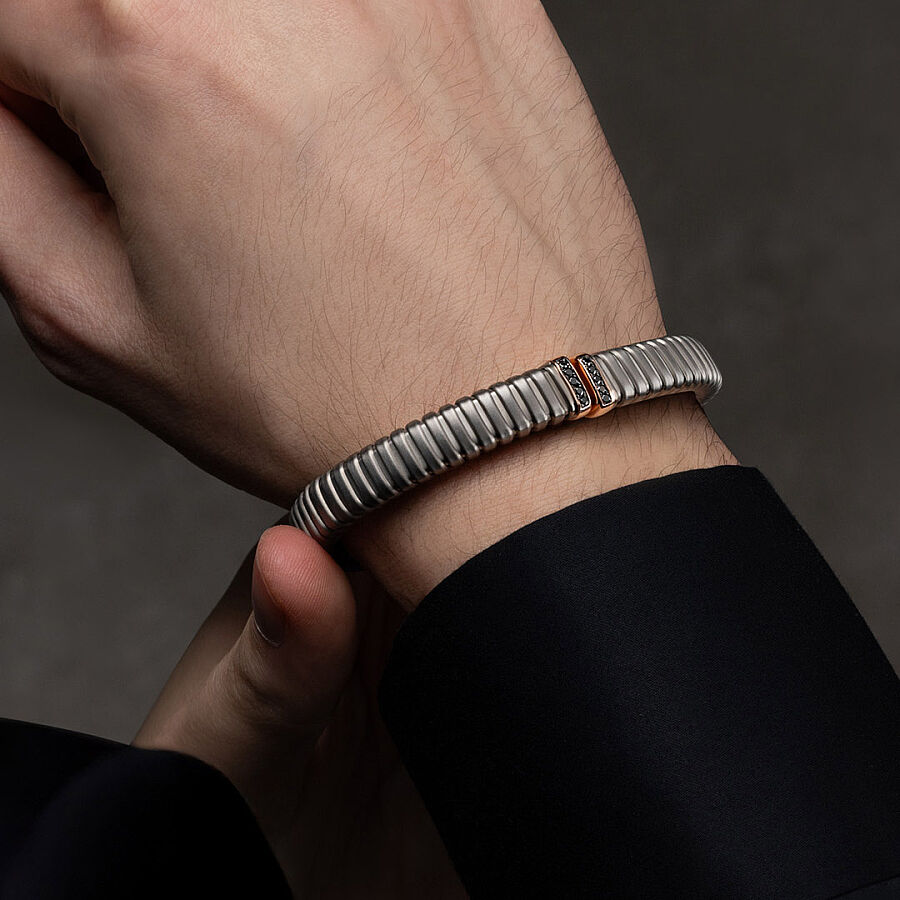 0.16 Carat Diamond Titanium Man Bracelet - 1