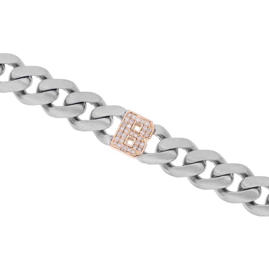 0.17 Carat Diamond Letter B Unisex Bracelet - 1