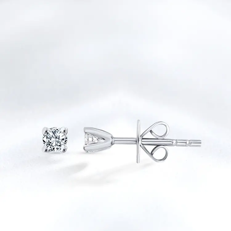 0.18 ct.Solitaire Diamond Earring - 1