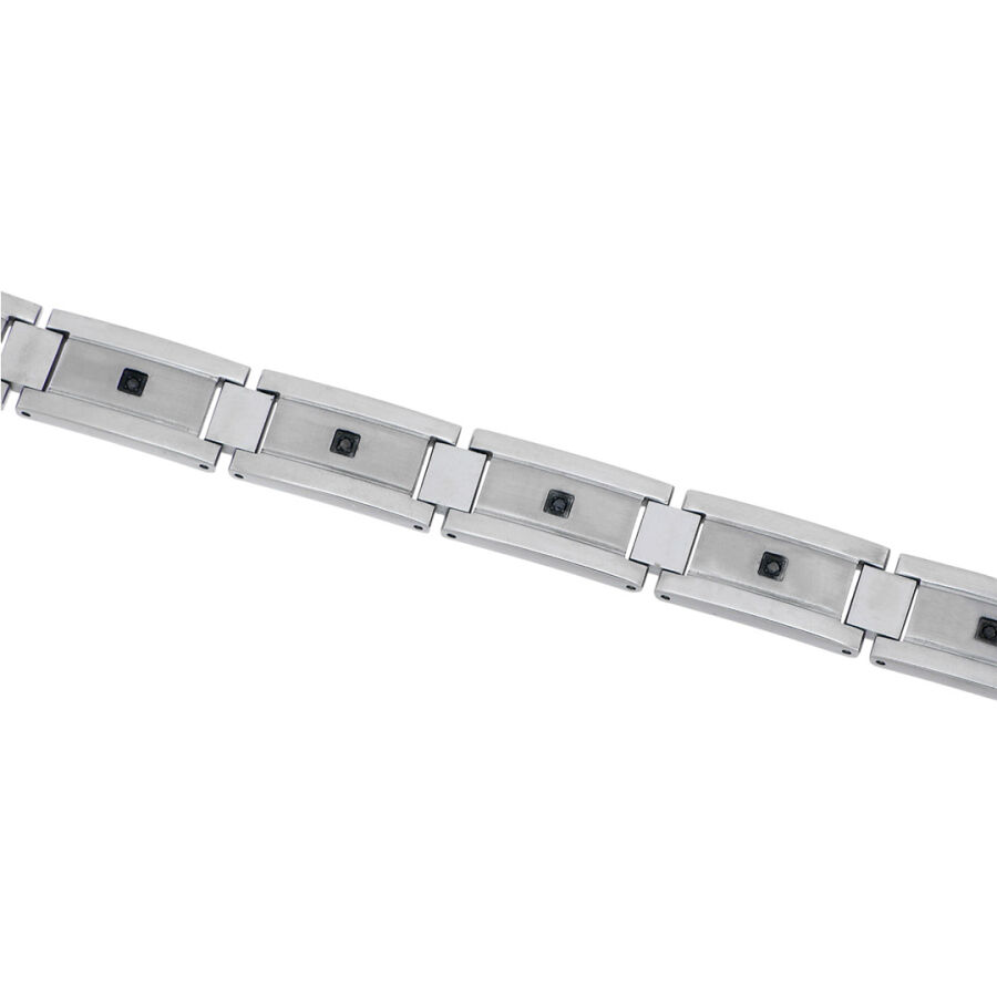 0.22 Carat Black Diamond Stainless Steel Man Bracelet - 1