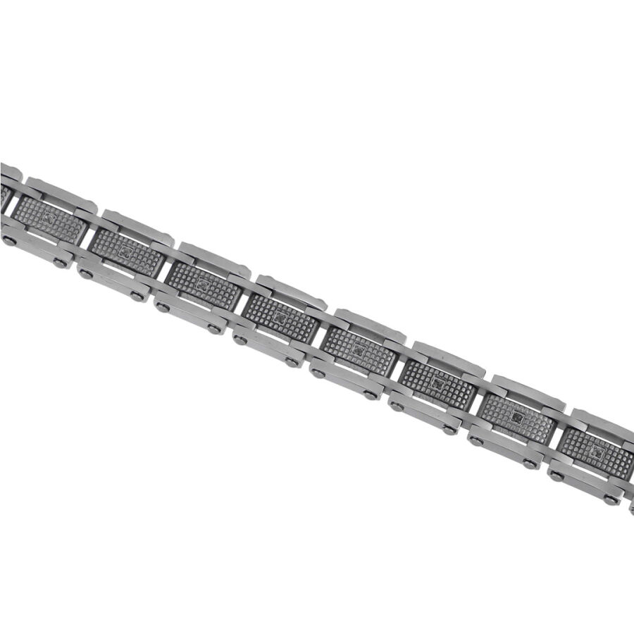 0.26 Carat Black Diamond Stainless Steel Man Bracelet - 1