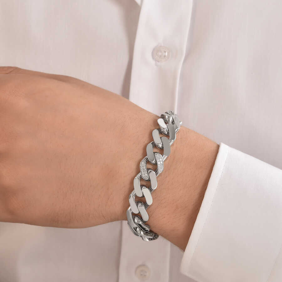 0.26 ct.Diamond Silver Man Bracelet - 2