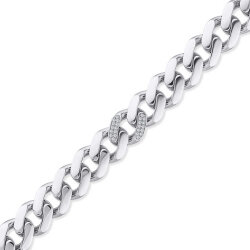 0.26 ct.Diamond Silver Man Bracelet - Zen Diamond