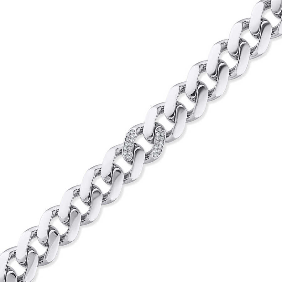 0.26 ct.Diamond Silver Man Bracelet - 1