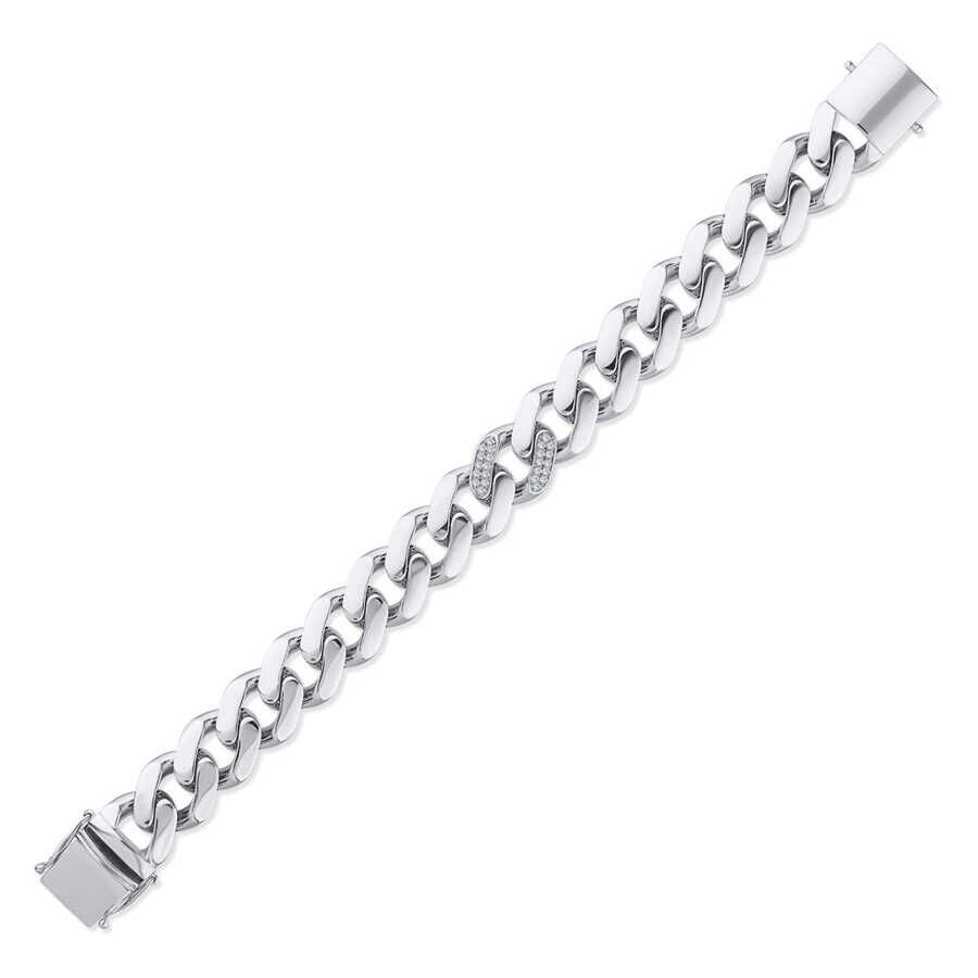 0.26 ct.Diamond Silver Man Bracelet - 3