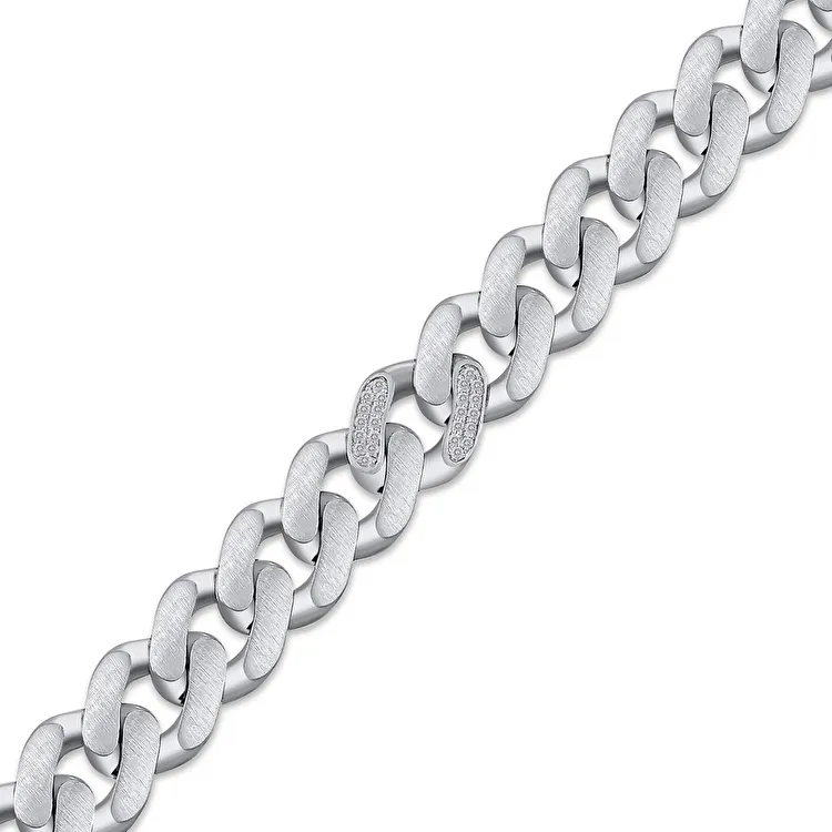 0.26 ct.Diamond Silver Man Bracelet - 1