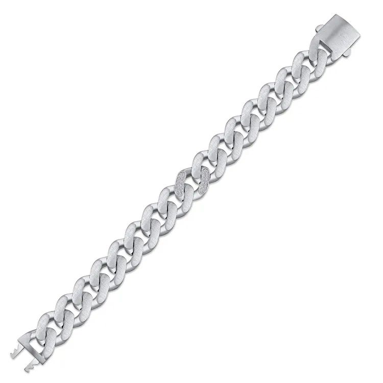 0.26 ct.Diamond Silver Man Bracelet - 2