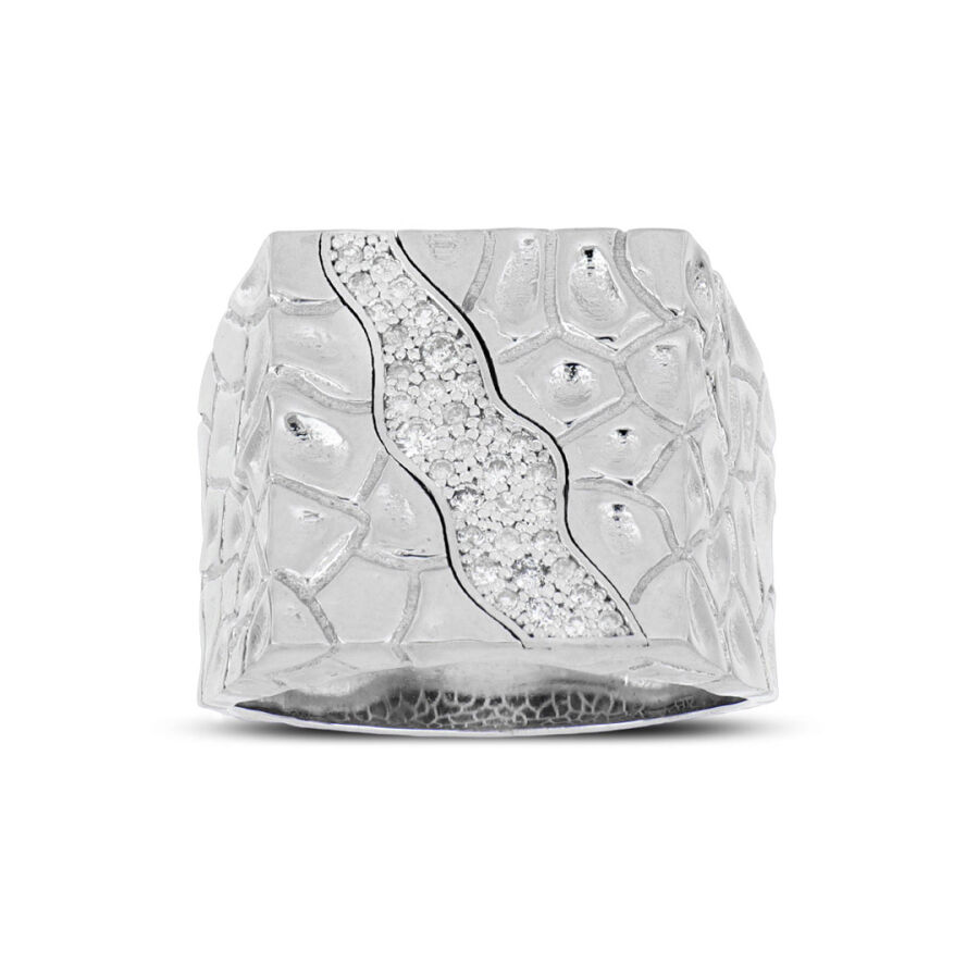 0.27 Carat Diamond Silver Men's Ring - 1