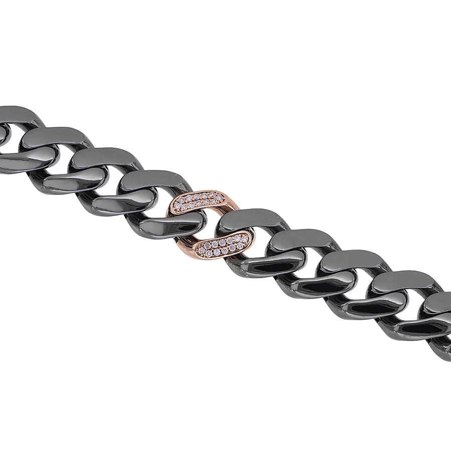 0.28 Carat Diamond Black Silver Man Bracelet - 1