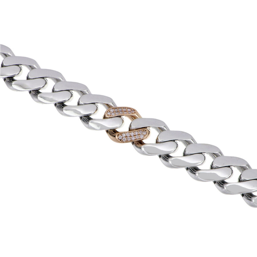 0.28 Carat Diamond Silver Man Bracelet - 1