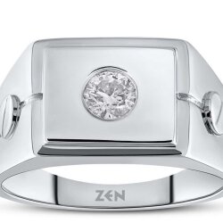 0.30 ct.Diamond Silver Man Diamond Ring - 5