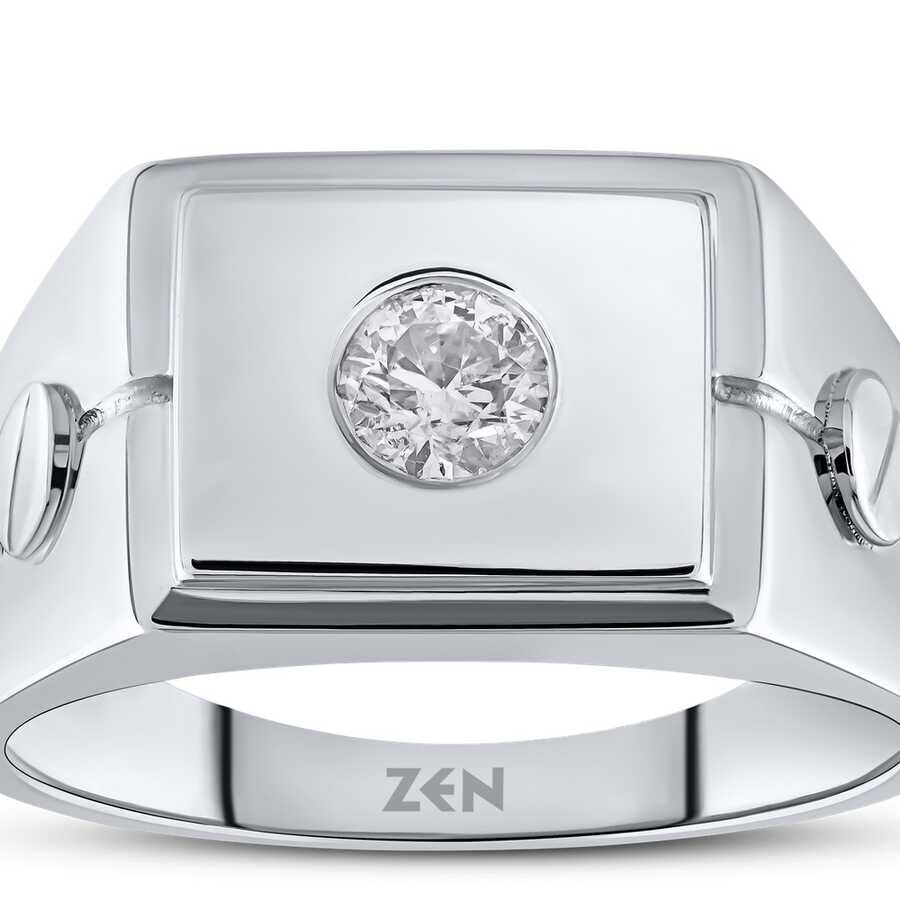 0.30 ct.Diamond Silver Man Diamond Ring - 5
