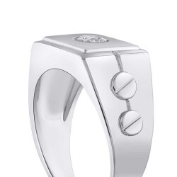 0.30 ct.Diamond Silver Man Diamond Ring - 6