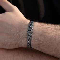 0.30 ct.Black Diamond Silver Men Bracelet - Zen Diamond