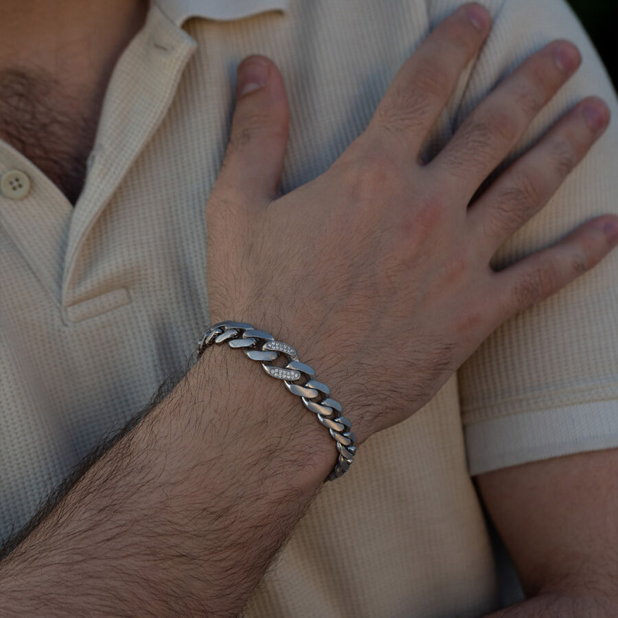 0.31 ct.Diamond Silver Man Bracelet - 2