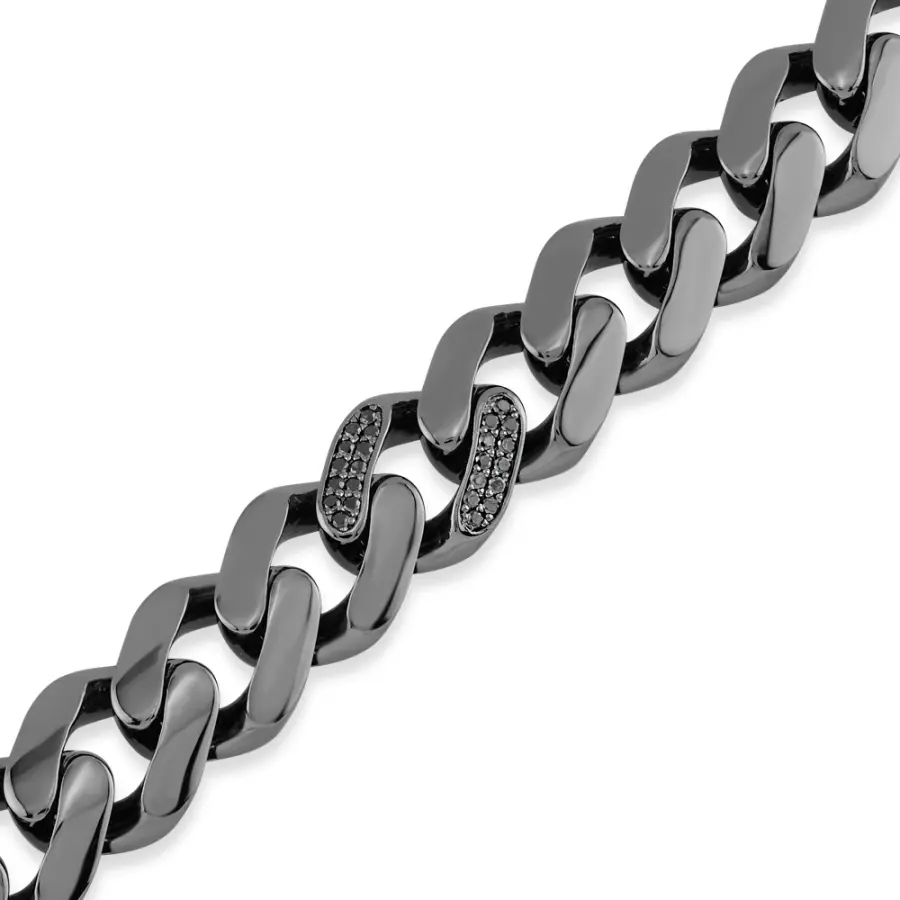 0.33 ct.Silver Men's Bracelet with Black Diamonds - 2