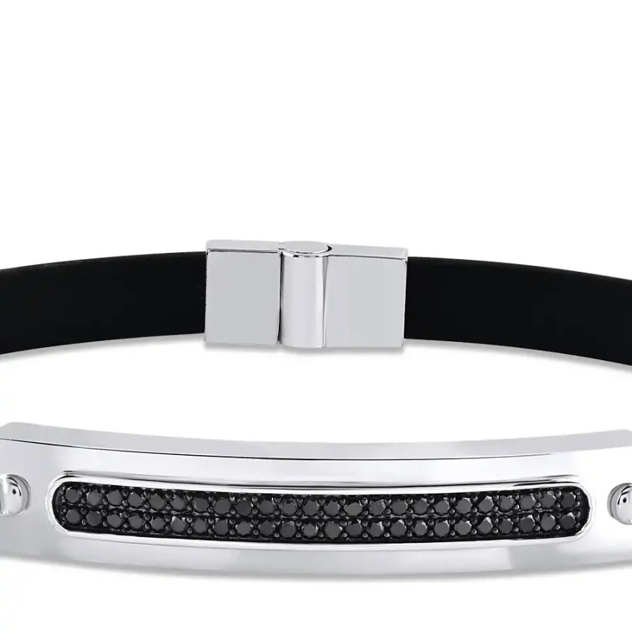0.40 ct.Black Diamond Silver Men Bracelet - 2