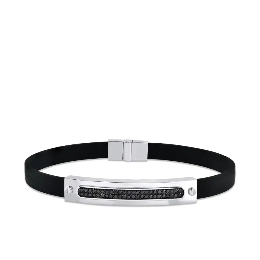 0.40 ct.Black Diamond Silver Men Bracelet - 1