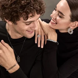 قلادة فضة رجالية مرصّعة بالألماس 0,42 قيراط - 3