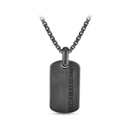 0.42 Carat Black Diamond Silver Men's Pendant - 2