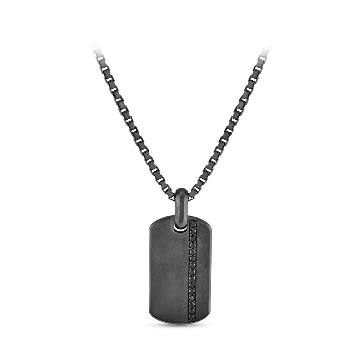 0.42 Carat Black Diamond Silver Men's Pendant - 1
