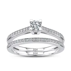 0.42 ct.Solitaire and Half Memoire Diamond Ring - 1