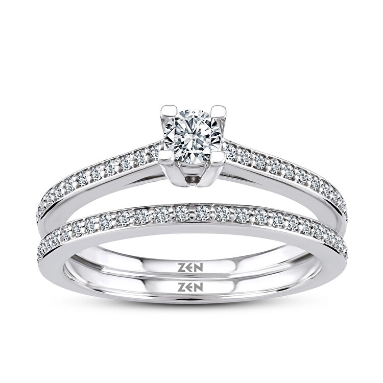 0.42 ct.Solitaire and Half Memoire Diamond Ring - Zen Diamond