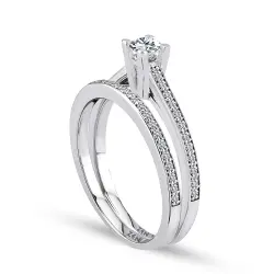 0.42 ct.Solitaire and Half Memoire Diamond Ring - 2