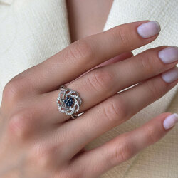 0.43 Carat Sapphire Diamond Ring - 2