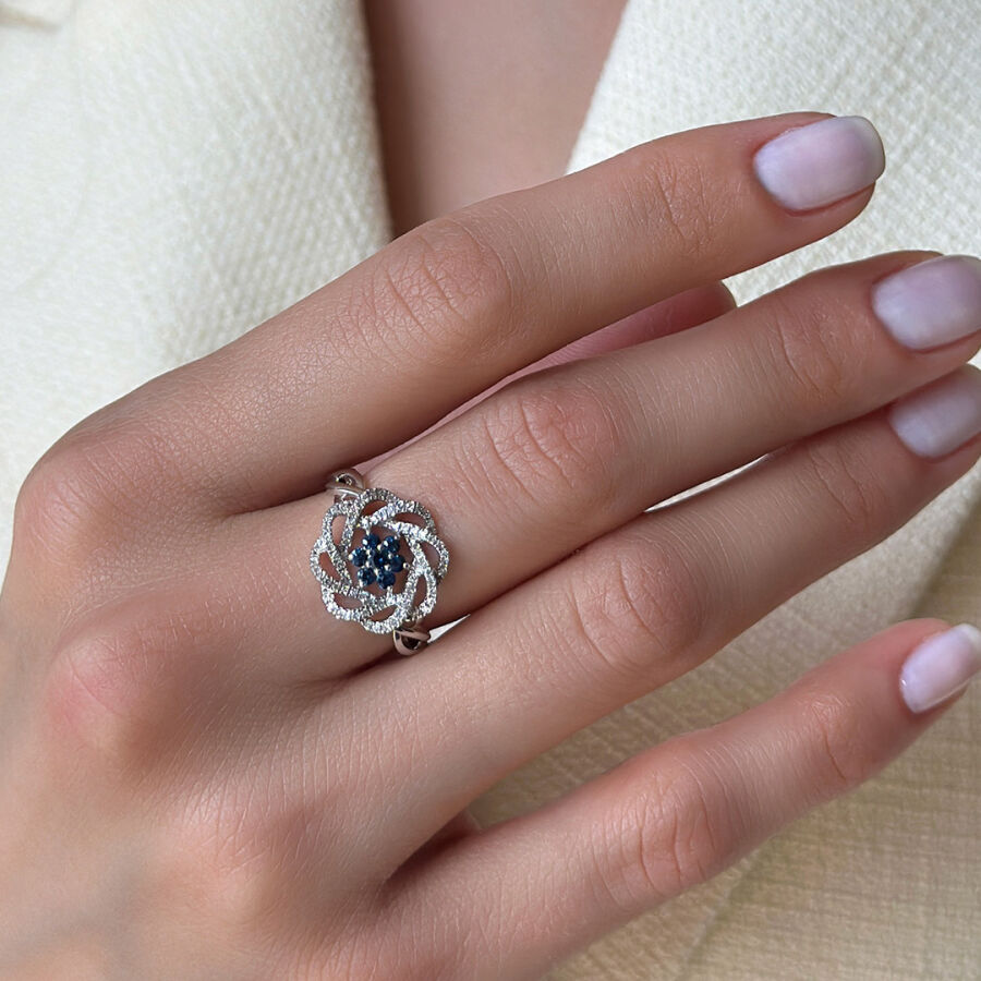 0.43 Carat Sapphire Diamond Ring - 2