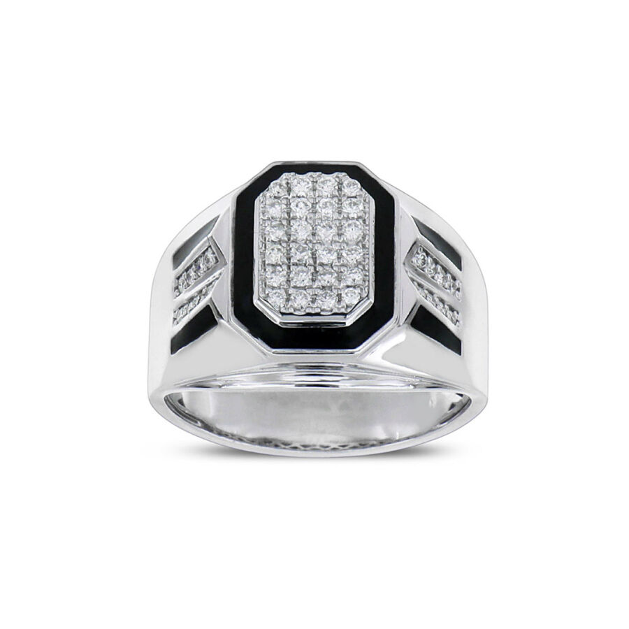 0.43 Carat Diamond Silver Men's Ring - 1