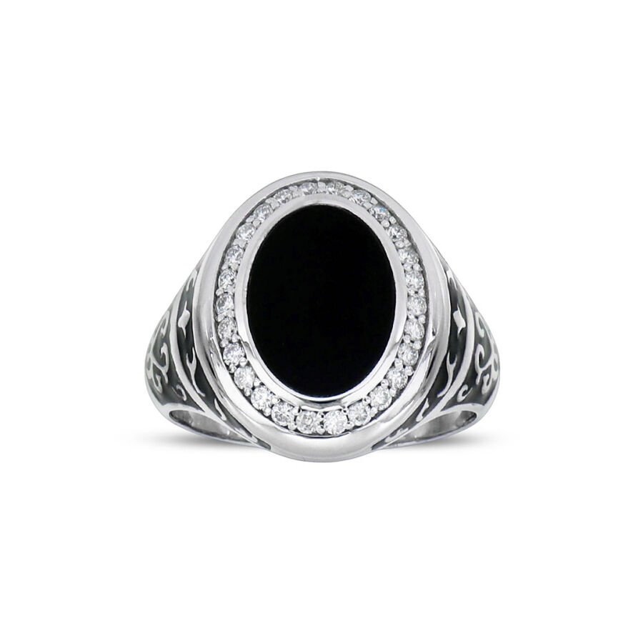 0.45 Carat Diamond Silver Men's Ring - 1