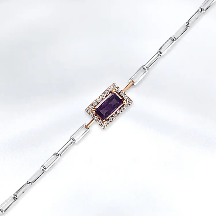 0.45 ct.Amethyst Diamond Bracelet - 2