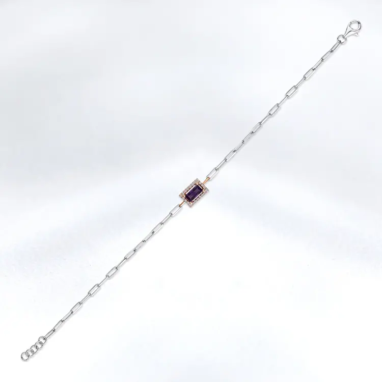 0.45 ct.Amethyst Diamond Bracelet - 1