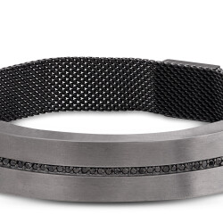 0.45 ct.Black Diamond Stainless Steel Man Bracelet - 2