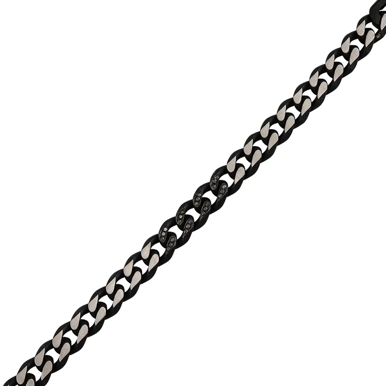 0.45 carat Black Diamond Stainless Steel Man Bracelet - 1