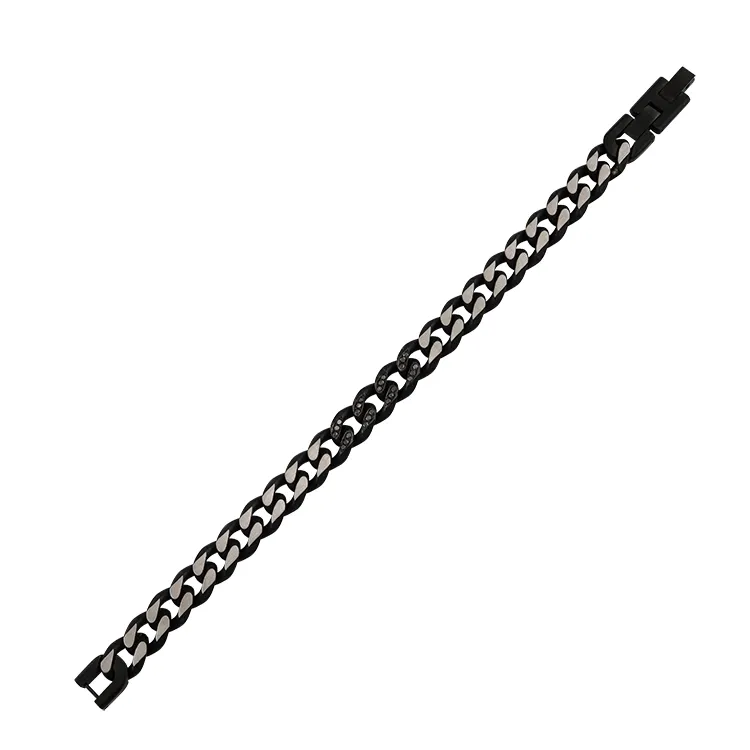 0.45 Carat Black Diamond Stainless Steel Man Bracelet - 2