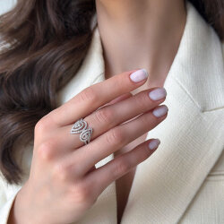 خاتم مرصّع بالألماس 0.46 قيراط - 1