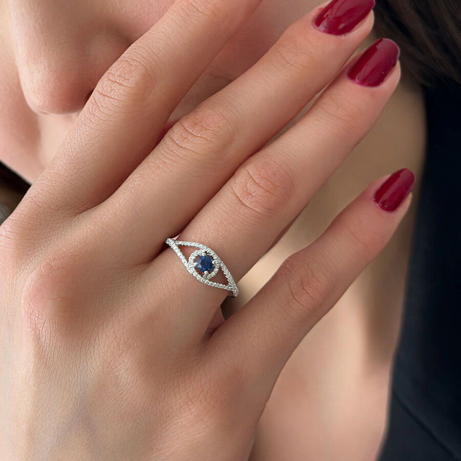 0.46 Carat Sapphire Diamond Ring - 2