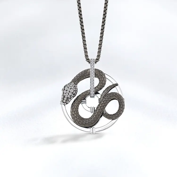 0.46 ct.Black Diamond Silver Men Pendant - 4