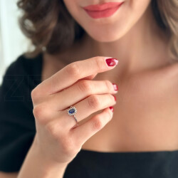 0.46 ct.Sapphire Diamond Ring - 1